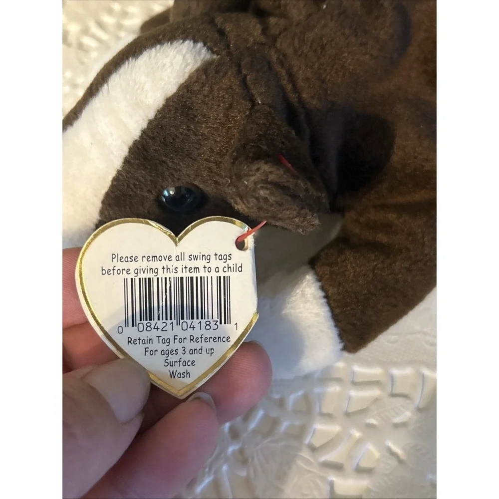 Vtg. Ty Beanie Baby-Bruno the Bull Terrier Dog-DOB 9/9/1997-org tags - Picture 7 of 8